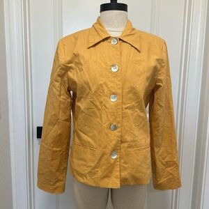 Vintage Bedford fair yellow blazer‎ jacket linen cotton womens size 10 preppy